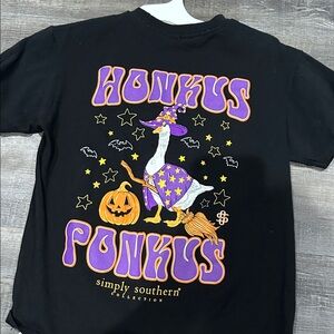 Simply Southern Black T-Shirt with Purple Goose Design